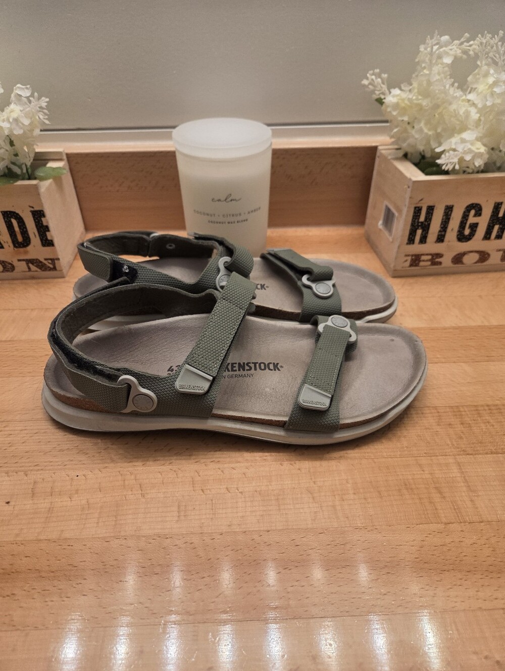 Birkenstock Kalahari Sandals Futura Khaki Unisex Size EU 43